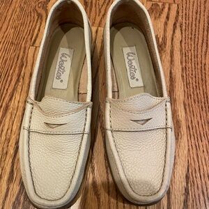Westies Cream Leather Loafers, size 6